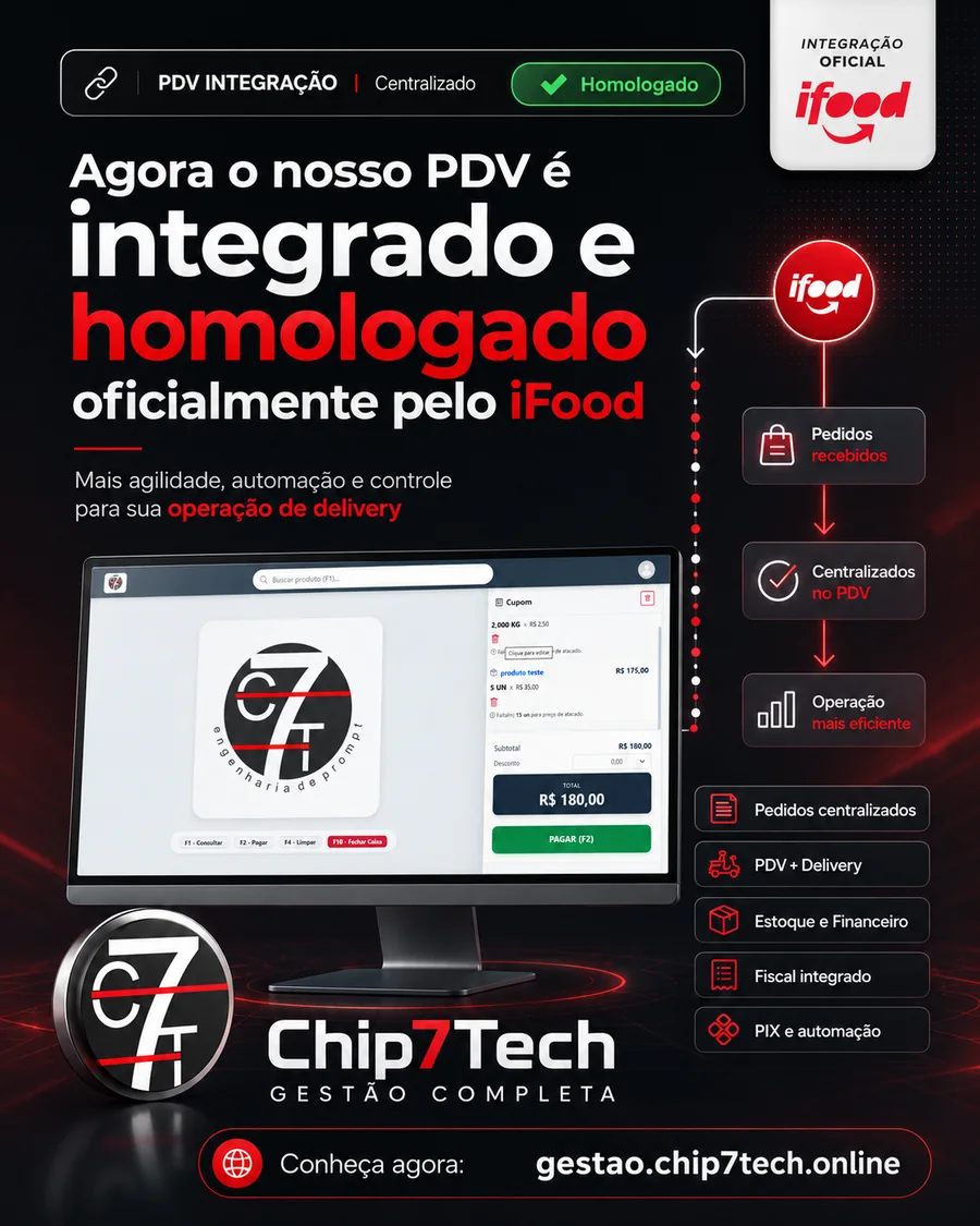 Chip7Tech PDV integrado e homologado com iFood